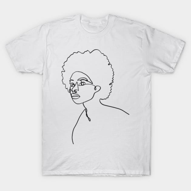 Black girl one line art T-Shirt by Doodle Intent